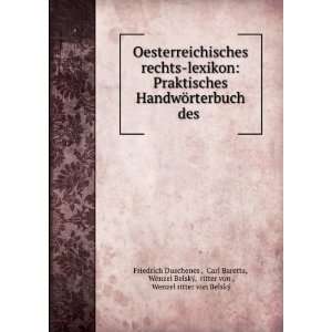   ritter von , Wenzel ritter von BelskÃ½ Friedrich Duschenes  Books