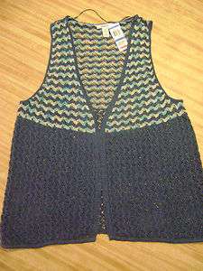 STYLE & CO Women Open Vest XL Knitted Multicolor Sleeveless 702  