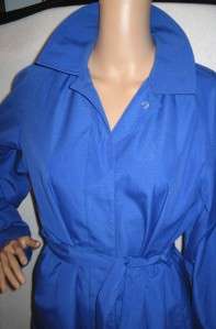 BRIGHT ROYAL BLUE Womens Raincoat Trench Coat ~ SZ 8 ~ WOW!! MINT 