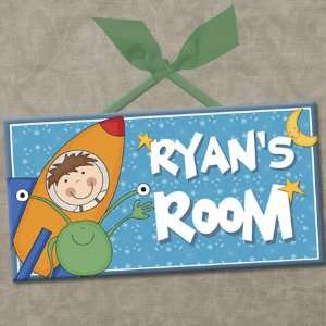 Outer Space Adventure Personalized Kids Room Wall Door Sign ROCKET 