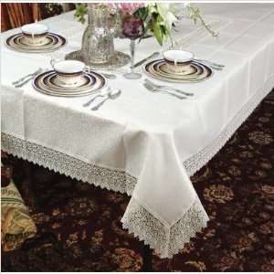   Linen Treasure 3101 WH Treasure Lace Tablecloth in White Kitchen