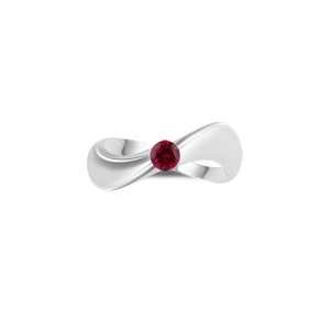  Ruby Solitaire Wave Ring in 14K White Gold 7.5 Jewelry