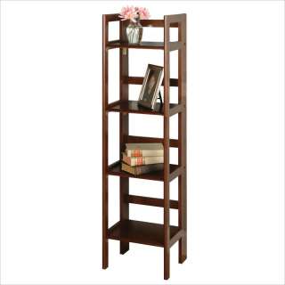 Winsome 4 Tier Folding Shelf Antique Walnut Bookcase 021713948526 
