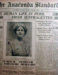 1913 newspaper Womens Suffrage leader PANKHURST display  