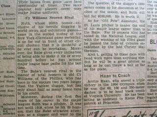 1929 newspaper BABE RUTH hits 500th Home Run  