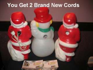 Vintage Empire Blowmolds Lights~2 Santas W/Toy Sacks Frosty Snowman 