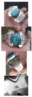 Dan Nieto Large Blue Topaz Maze Navajo Sterling Silver Bracelet Native 