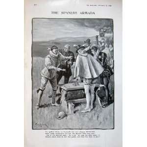   1908 Spanish Armada Drake Plymouth Playing Games Men: Home & Kitchen