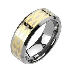 Size 12  Spikes Mens Tungsten Carbide Gold IP Laser Etched Celtic Knot 