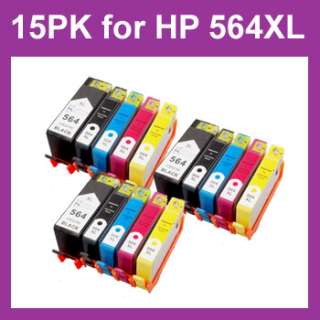 15 Combo Pack Ink Cartridge for HP 564XL 5510 5514 6510 7510 C6350 