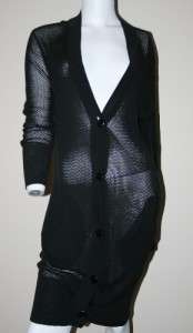 Black WILFRED Loose Knit Mesh Botton Front CARDIGAN Sweater ARITZIA XX 