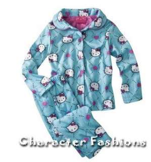 HELLO KITTY Pajamas pjs Size 2T 3T 4T 5T HEARTS BLUE  