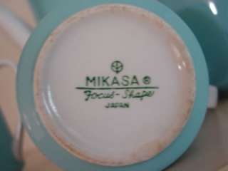 Mikasa Focus Blue Coffee Pot 3 Mugs Vintage 50s Japan  