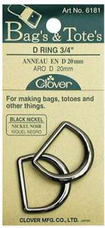 Metal D Rings Black Nickel 3/4 Clover Notions CL6181  