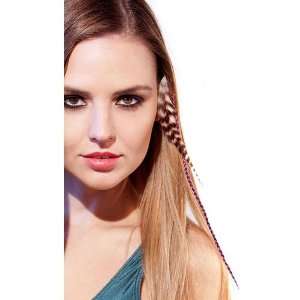   Feather Hair Extension with Crystal Hair Bead   Natural and Pink