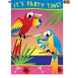  Its Party Time Parrot House Flag: Home & Kitchen