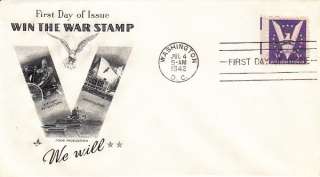 WIN THE WAR   1942 1st DAY of ISSUE POSTAL COVER FDC  