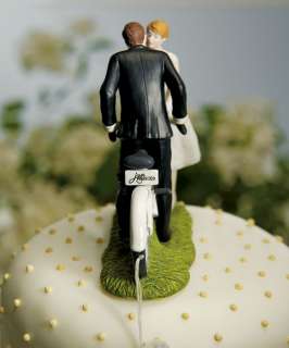Wedding Bicycle Couple A KISS ABOVE Romantic Bride & Groom Figurine 