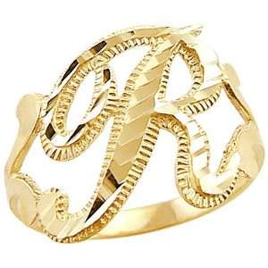  Size  8   14k Yellow Gold Initial Letter Ring R Jewelry