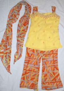   Orange Girl Indian Salwar Kameez Punjabi Sari Pant Suit S 22  