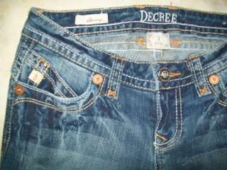 DECREE JEANS ~ DESTROYED SKINNY Size 3 / 27 Waist BLUE FADE JEANS 