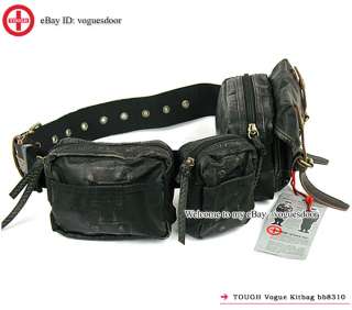New Tough Punk Vintage Men Oilskin Black Waist Bag 8310  