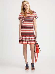 NEW MARC BY JACOBS Flavin Striped stretch cotton mini Runway Dress 