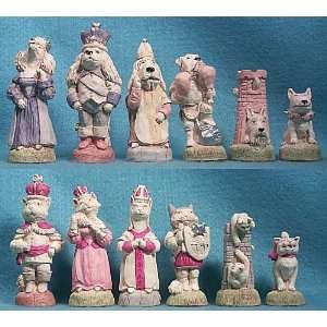   Cats and Dogs Hand Decorated Crushed Stone Chess Pieces: Toys & Games