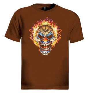 Flaming Clown Skull T Shirt joker tattoo bikers emo  
