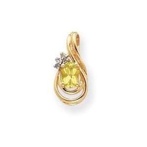  Diamond Peridot Birthstone Pendant in 14k Yellow Gold 