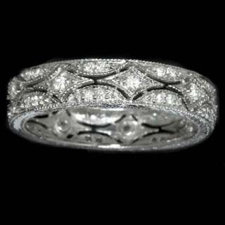 DIAMOND VINTAGE RING FILIGREE ANTIQUE DECO WEDDING BAND  