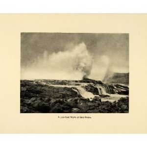   Waves Crashing Landscape Rock Formation   Original Halftone Print