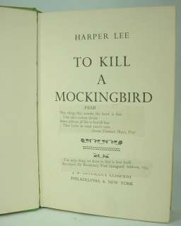 To Kill a Mockingbird ~ HARPER LEE 1960 ~ 1st Edition ~ TRUE 1st 