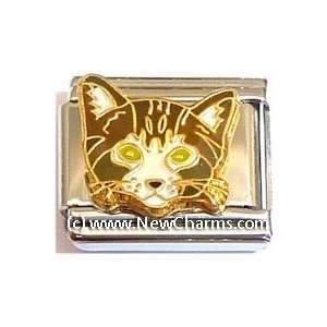  Brown Cat Face Italian Charm Bracelet Jewelry Link 
