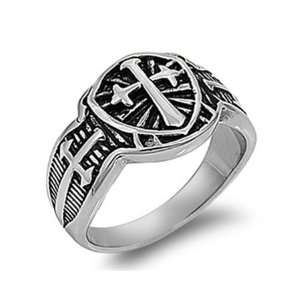    Stainless Steel Oxidized Sword Design Mens Ring Size 12: Jewelry
