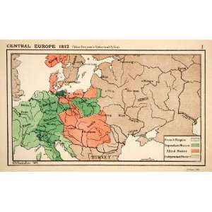  1899 Lithograph Map Central Europe Napoleonic War England 