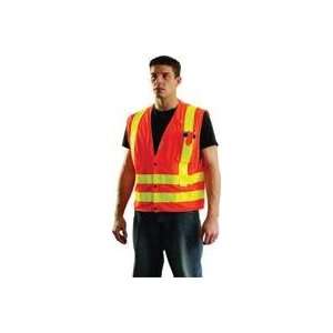   Hi Viz Orange ANSI Mesh Safety Vest With Snaps