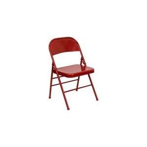   Triple Braced & Double Hinged Red Metal Folding Chair: Home & Kitchen