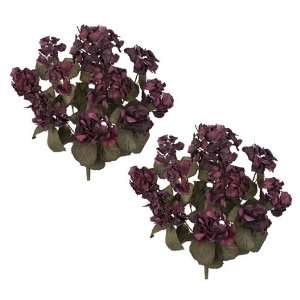  TWO 23 Hydrangea Artificial Flower Bushes (Dark Red) for 