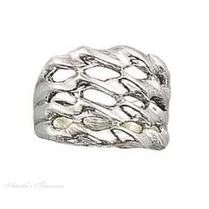  Sterling Silver 4 Band Concentric Wave Ring Size 9 