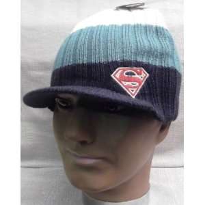   : DC Comics SUPERMAN Blue Knitted Billed,Hat BEANIE: Everything Else