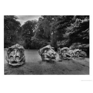 Griffins Heads, Wallington Hall, Northumberland, England Places Giclee 