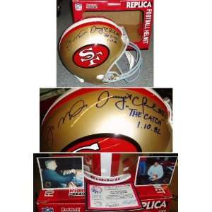: Joe Montana & Dwight Clark Signed 49ers Throwback Replica Helmet w 