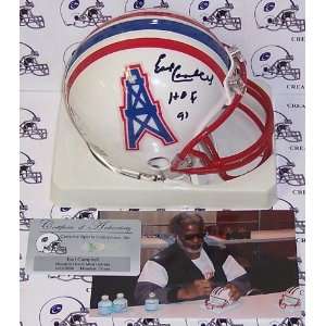  Earl Campbell Hand Signed Oilers Mini Helmet: Sports 