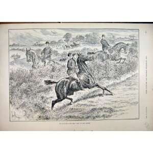  1895 Fox Cob Hunting Season Horse Jumping Fence Country 