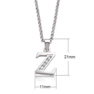 18K White Gold Plated Pave Round CZ Letter Z Charm Pendant Jewelry 
