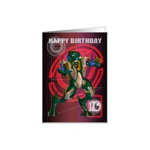  10th Happy Birthday with Robot warrior Card: Toys & Games