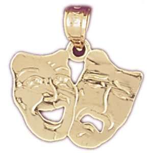   : 14kt Yellow Gold Drama Mask, Laugh Now, Cry Later Pendant: Jewelry