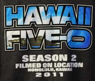 auth HAWAII FIVE O SEASON 2 FILMED ON LOCATION 2011 CREW GRAY TEE 