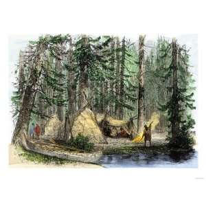  Native American Lodges and their Birch Bark Canoe in 